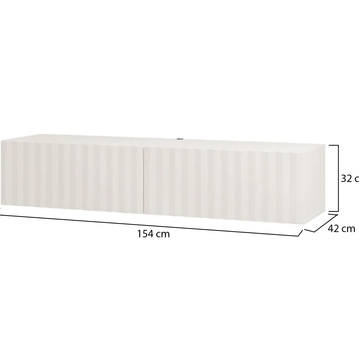 Mobile Porta tv Bianco Crema Beige un Ripiano 2 Ante 154x42x32h cm, 2 Vani - Maderno