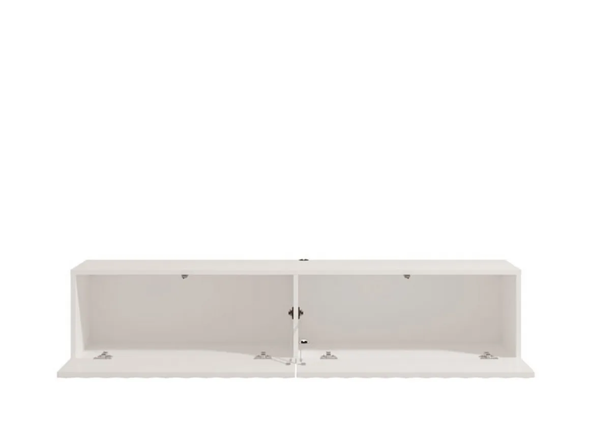 Mobile Porta tv Bianco Crema Beige un Ripiano 2 Ante 154x42x32h cm, 2 Vani - Maderno