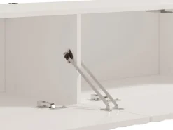 Mobile Porta tv Bianco Crema Beige un Ripiano 2 Ante 154x42x32h cm, 2 Vani - Maderno