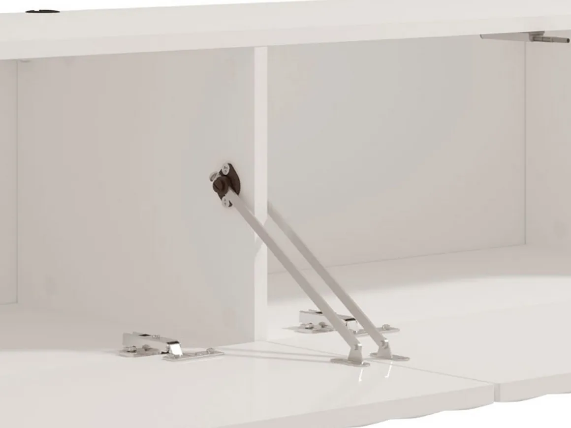 Mobile Porta tv Bianco Crema Beige un Ripiano 2 Ante 154x42x32h cm, 2 Vani - Maderno