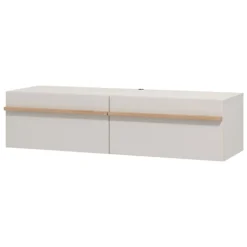Mobile Porta tv Bianco Crema Marrone Rovere un Ripiano 2 Vani 128x41.5x32h cm, 2 Ante - Sirolo