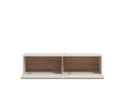 Mobili Porta Tv > Dmora Mobile Porta tv Bianco Crema Marrone Rovere un Ripiano 4 Ante 156x40x44h cm, con Piedini - Erbez Marrone Rovere, Bianco Crema