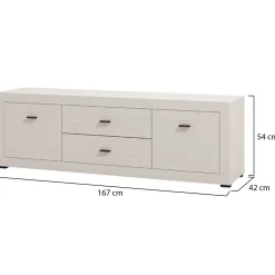 Mobili Porta Tv > Dmora Mobile Porta tv Bianco Crema Nero 2 Ripiani 2 Ante 138x40x52h cm, con Piedini - Cigno Nero, Bianco Crema