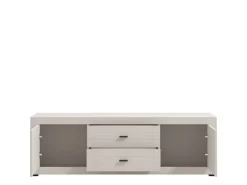 Mobili Porta Tv > Dmora Mobile Porta tv Bianco Crema Nero 2 Ripiani 2 Ante 138x40x52h cm, con Piedini - Cigno Nero, Bianco Crema