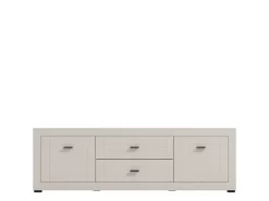 Mobili Porta Tv > Dmora Mobile Porta tv Bianco Crema Nero 2 Ripiani 2 Ante 138x40x52h cm, con Piedini - Cigno Nero, Bianco Crema