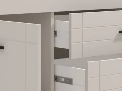 Mobili Porta Tv > Dmora Mobile Porta tv Bianco Crema Nero 2 Ripiani 2 Ante 138x40x52h cm, con Piedini - Cigno Nero, Bianco Crema