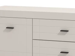 Mobili Porta Tv > Dmora Mobile Porta tv Bianco Crema Nero 2 Ripiani 2 Ante 138x40x52h cm, con Piedini - Cigno Nero, Bianco Crema