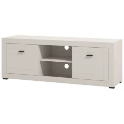 Mobile Porta tv Bianco Crema Nero 2 Ripiani 2 Ante 147.5x41.5x53.5h cm, 4 Vani - Sillaro