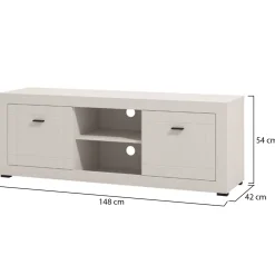 Mobili Porta Tv > Dmora Mobile Porta tv Bianco Crema Nero un Cassetto 2 Ripiani 151x40x52h cm, 2 Ante - Corciano Nero, Bianco Crema