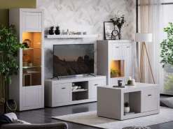 Mobili Porta Tv > Dmora Mobile Porta tv Bianco Crema Nero un Cassetto 2 Ripiani 151x40x52h cm, 2 Ante - Corciano Nero, Bianco Crema