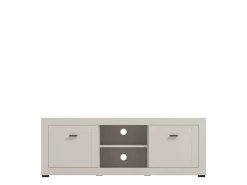 Mobili Porta Tv > Dmora Mobile Porta tv Bianco Crema Nero un Cassetto 2 Ripiani 151x40x52h cm, 2 Ante - Corciano Nero, Bianco Crema