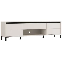Mobile Porta tv Bianco Crema Nero un Cassetto un Ripiano 183x40x52h cm, 2 Ante - Celico
