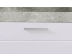 Mobile Porta tv Bianco Grigio Cemento 2 Ripiani Un'anta 162x41.5x43.5h cm, Ripiano in Vetro - Pompu