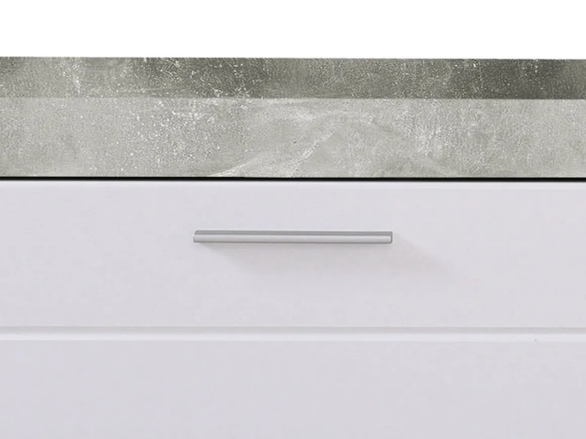 Mobile Porta tv Bianco Grigio Cemento 2 Ripiani Un'anta 162x41.5x43.5h cm, Ripiano in Vetro - Pompu