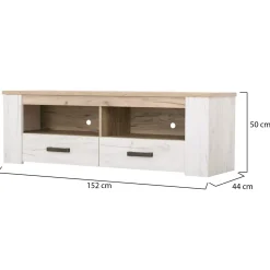 Mobili Porta Tv > Dmora Mobile Porta tv Bianco Larice Marrone Rovere 3 Ripiani 4 Vani 122.5x43.5x49.5h cm, Un'anta - Castalda Marrone Rovere, Bianco Larice