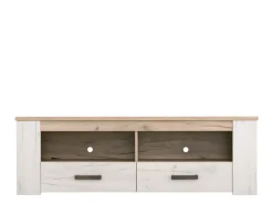 Mobili Porta Tv > Dmora Mobile Porta tv Bianco Larice Marrone Rovere 3 Ripiani 4 Vani 122.5x43.5x49.5h cm, Un'anta - Castalda Marrone Rovere, Bianco Larice