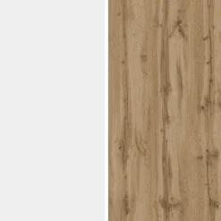 Mobile Porta tv Bianco Lucido Marrone Rovere 3 Ripiani 3 Ante 200x35x30h cm, 4 Vani Made in Italy - Oxanna