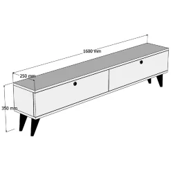 Mobili Porta Tv > Dmora Mobile Porta tv Bianco Marrone Noce 2 Ante 2 Vani 160x25x35h cm, Apertura a Ribalta - Olmedo Marrone, Bianco Noce