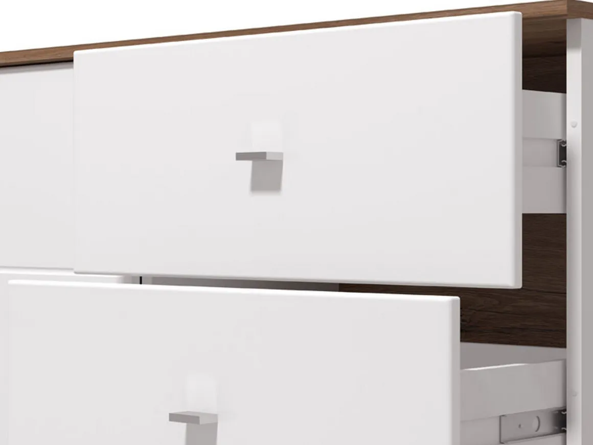 Mobili Porta Tv > Dmora Mobile Porta tv Bianco Marrone Noce 2 Ripiani 5 Vani 160x40x45h cm, 2 Ante - Spilinga Marrone, Bianco Noce