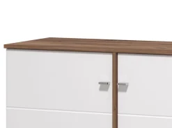 Mobili Porta Tv > Dmora Mobile Porta tv Bianco Marrone Noce 2 Ripiani 5 Vani 160x40x45h cm, 2 Ante - Spilinga Marrone, Bianco Noce