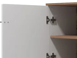 Mobile Porta tv Bianco Marrone Noce 4 Ripiani 2 Ante 157x40x59.5h cm, Ripiano in Vetro - Cedegolo