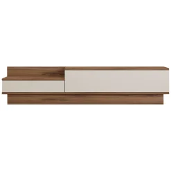 Mobile Porta tv Bianco Marrone Rovere 2 Ante 2 Vani 160x35x35h cm, Apertura a Ribalta - Persico