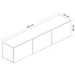 Mobile Porta tv Bianco Marrone Rovere 3 Ante Luci led Incluse 160x32x35h cm, 3 Vani - Marazzi