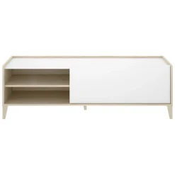 Mobile Porta tv Bianco Marrone Rovere Modulabile 3 Ripiani 43x155x50h cm, Un'anta - Woodland