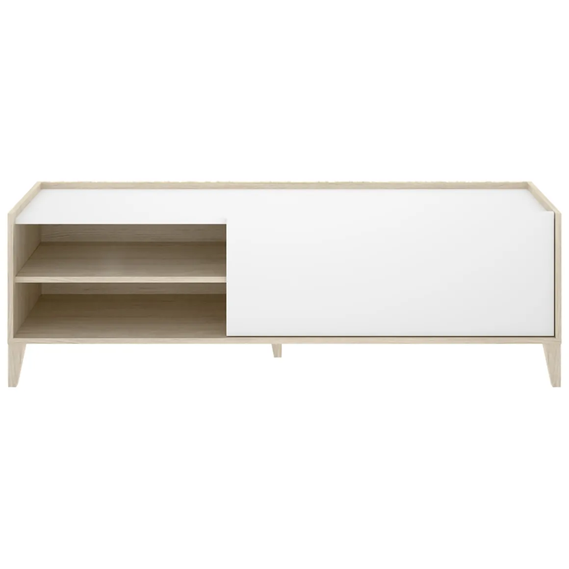 Mobile Porta tv Bianco Marrone Rovere Modulabile 3 Ripiani 43x155x50h cm, Un'anta - Woodland