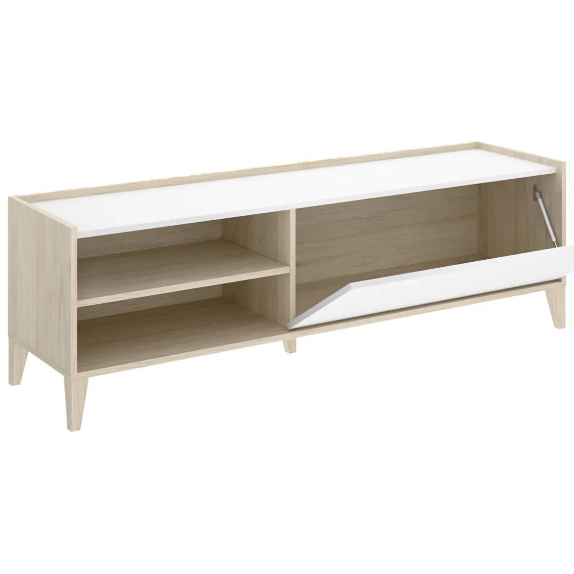 Mobile Porta tv Bianco Marrone Rovere Modulabile 3 Ripiani 43x155x50h cm, Un'anta - Woodland