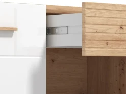 Mobile Porta tv Bianco Marrone Rovere Nodi un Cassetto un Ripiano 147.5x41.5x49h cm, 2 Ante - Morengo