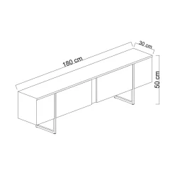 Mobili Porta Tv|Salotto > Dmora Mobile Porta tv Bianco Nero Cassetti un Ripiano 180x30x50h cm, 2 Ante - Abishia Nero, Bianco