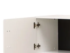 Mobili Porta Tv > Dmora Mobile Porta tv Bianco Nero un Ripiano 2 Ante 170x41.5x41.5h cm, Ripiano in Vetro - Furci Nero, Bianco