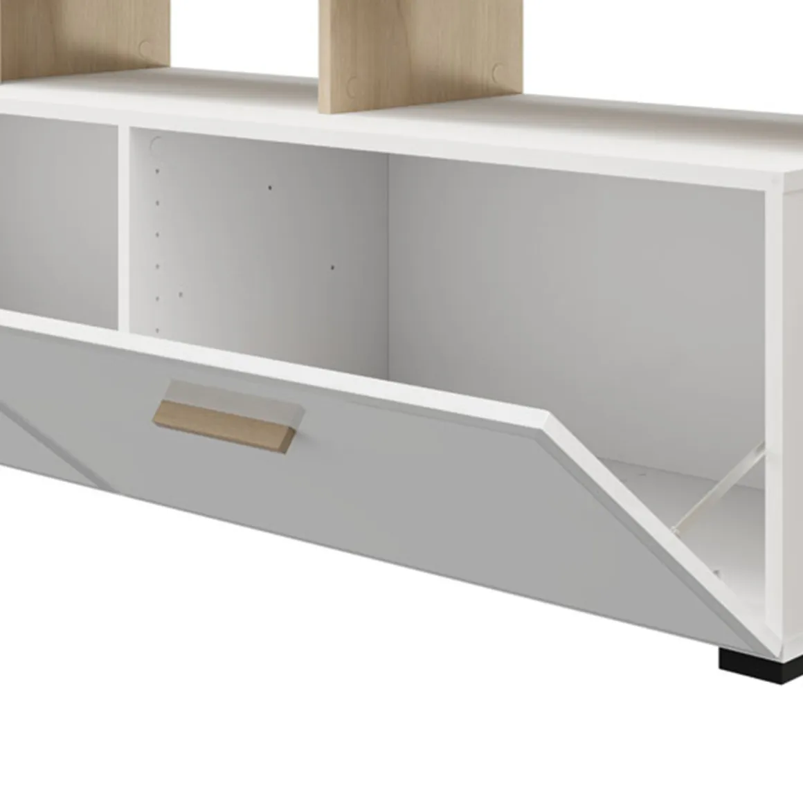 Mobili Porta Tv > Dmora Mobile Porta tv Bianco Opaco Marrone Rovere un Cassetto 2 Ripiani 143x40x53h cm, 2 Ante - Sampe Marrone Rovere, Bianco Opaco