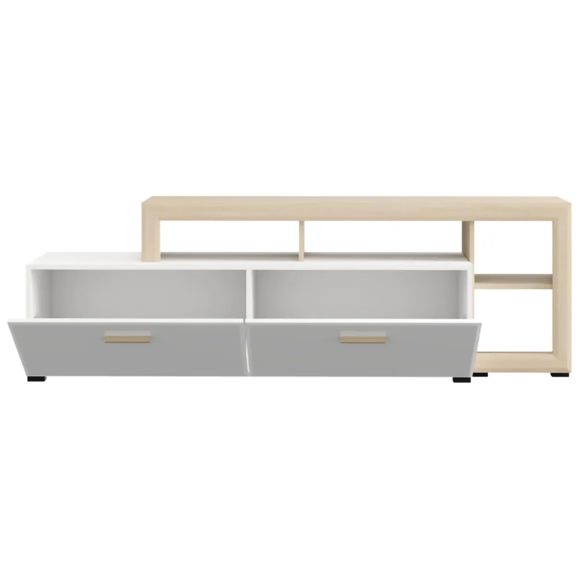 Mobili Porta Tv > Dmora Mobile Porta tv Bianco Opaco Marrone Rovere un Cassetto 2 Ripiani 143x40x53h cm, 2 Ante - Sampe Marrone Rovere, Bianco Opaco