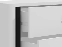 Mobili Porta Tv > Dmora Mobile Porta tv Bianco Opaco Nero 4 Cassetti un Ripiano 176.5x40x52h cm, Apertura Scorrevole - Terenzo Nero, Bianco Opaco