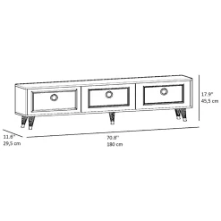 Mobile Porta tv Bianco oro 3 Ante 3 Vani 180x30x45h cm, Apertura a Ribalta - Liberi