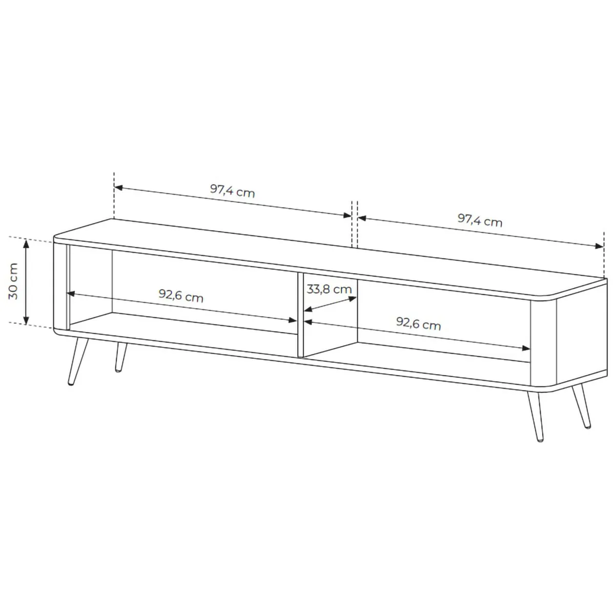 Mobili Porta Tv > Dmora Mobile Porta tv Bianco oro 2 Ripiani 2 Ante 163x38x51h cm, Ante Effetto Rigato con Piedini - Kalase Oro, Bianco