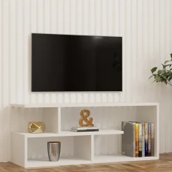 Mobili Porta Tv > Dmora Mobile Porta tv 2 Ripiani 4 Vani 100x30x40h cm, Peso Supportato 40 kg - Foglizzo Bianco