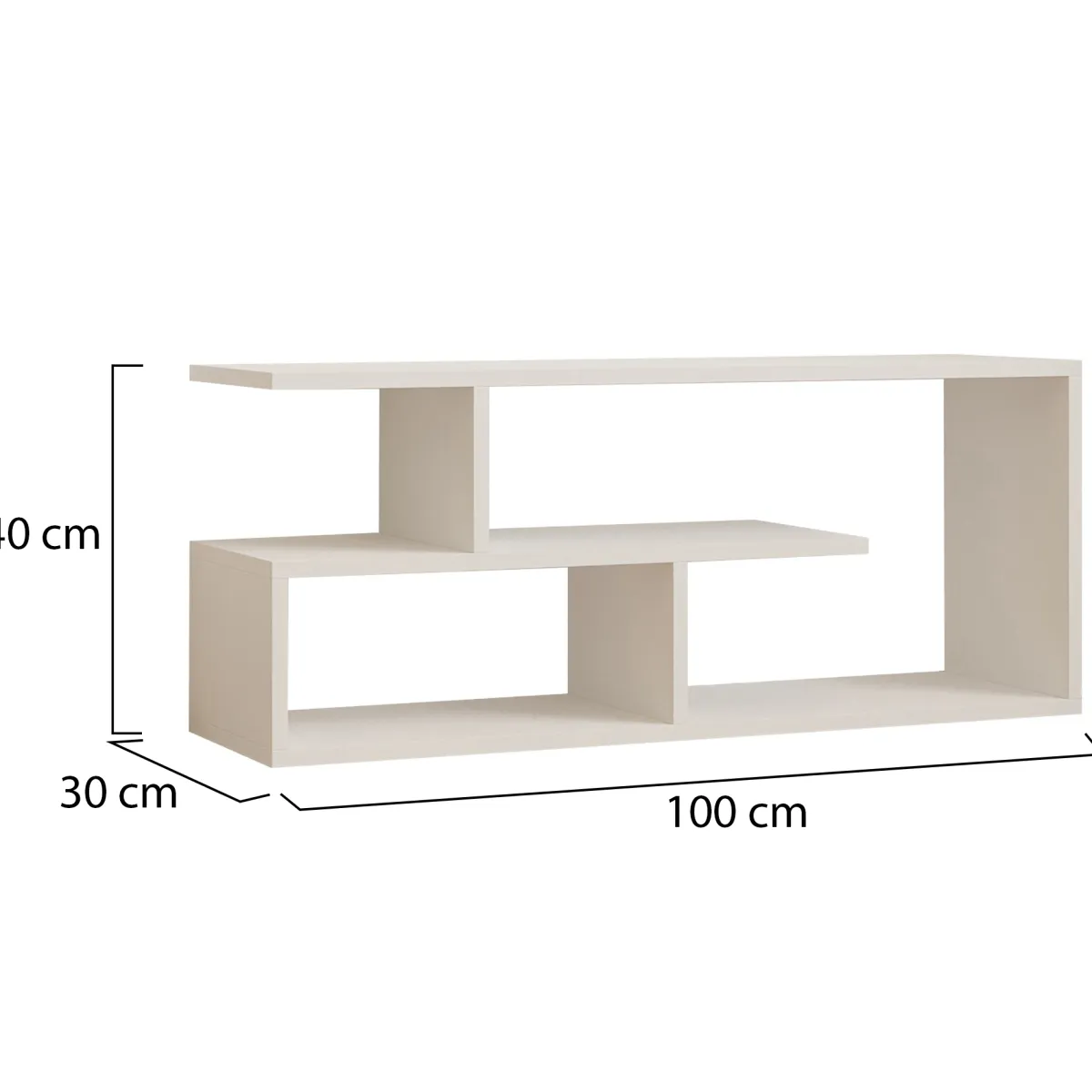 Mobili Porta Tv > Dmora Mobile Porta tv 2 Ripiani 4 Vani 100x30x40h cm, Peso Supportato 40 kg - Foglizzo Bianco