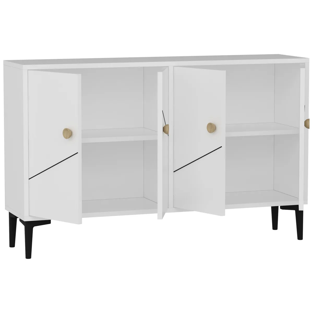 Mobili Porta Tv > Dmora Mobile Porta tv 2 Ripiani Apertura Battente 120x30x75h cm, 4 Ante - Cerva Bianco