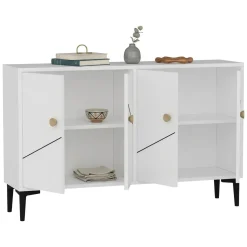 Mobile Porta tv Bianco 2 Ripiani Apertura Battente 120x30x75h cm, 4 Ante - Cervai