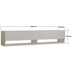 Mobile Porta tv Bianco 2 Ripiani Apertura a Ribalta 141x30x31h cm, 2 Ante - Olmi