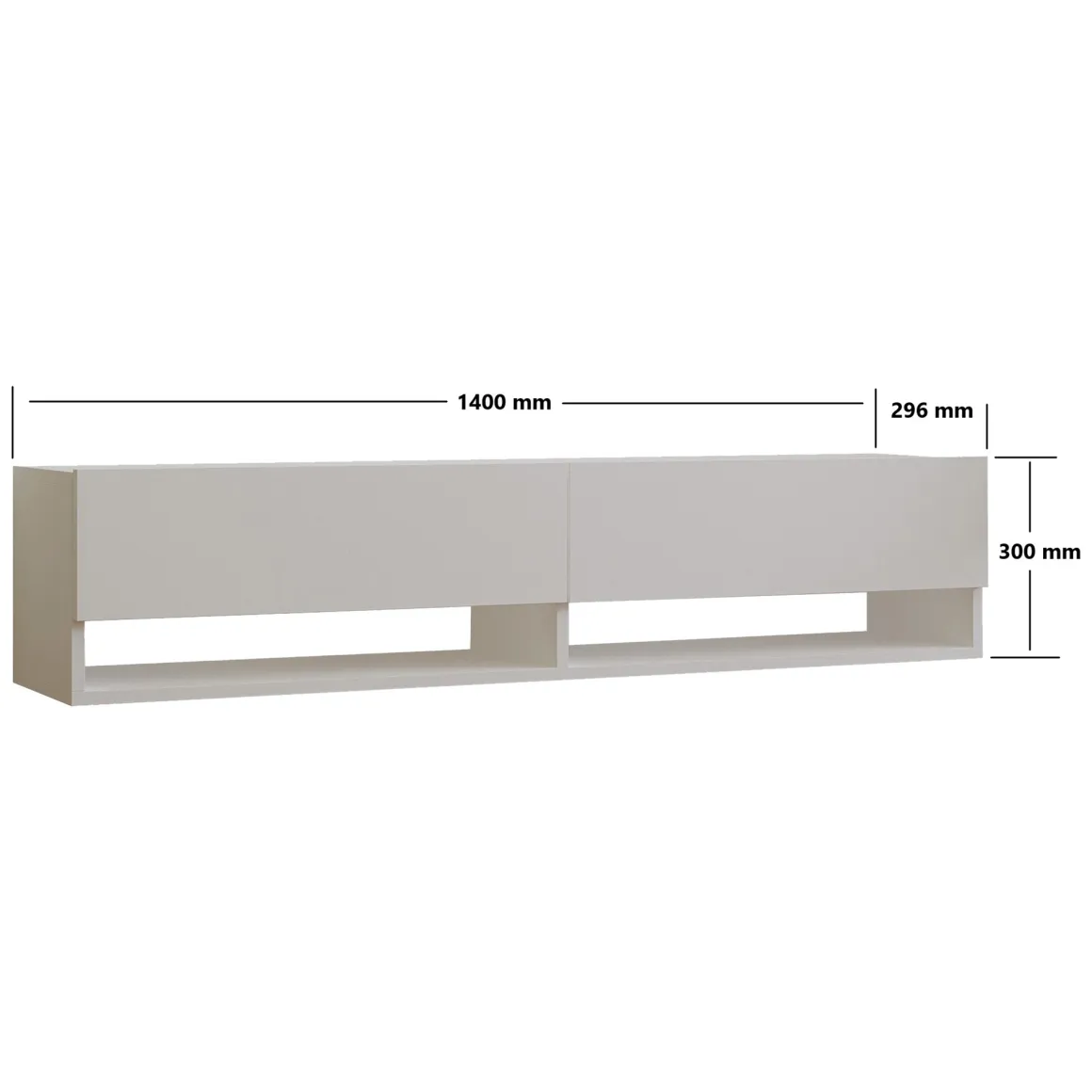 Mobile Porta tv Bianco 2 Ripiani Apertura a Ribalta 141x30x31h cm, 2 Ante - Olmi