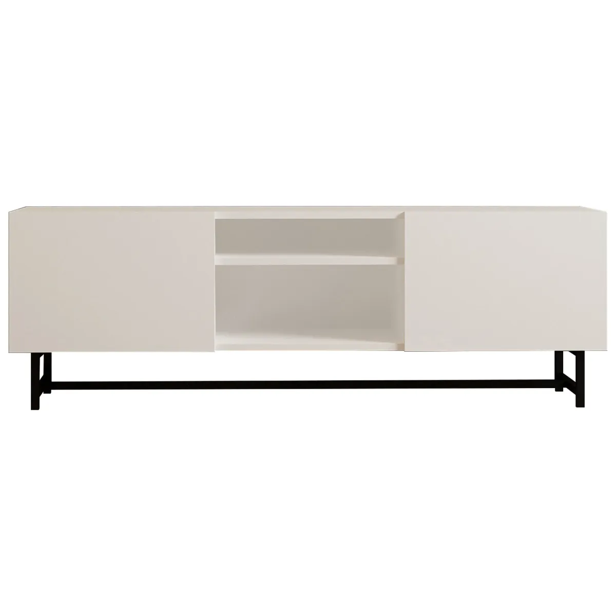 Mobili Porta Tv > Dmora Mobile Porta tv 3 Ripiani Apertura Battente 150x37x50h cm, 2 Ante - Nicolao Bianco