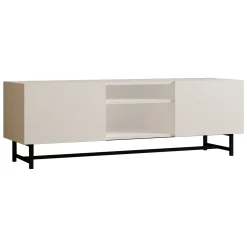 Mobili Porta Tv > Dmora Mobile Porta tv 3 Ripiani Apertura Battente 150x37x50h cm, 2 Ante - Nicolao Bianco