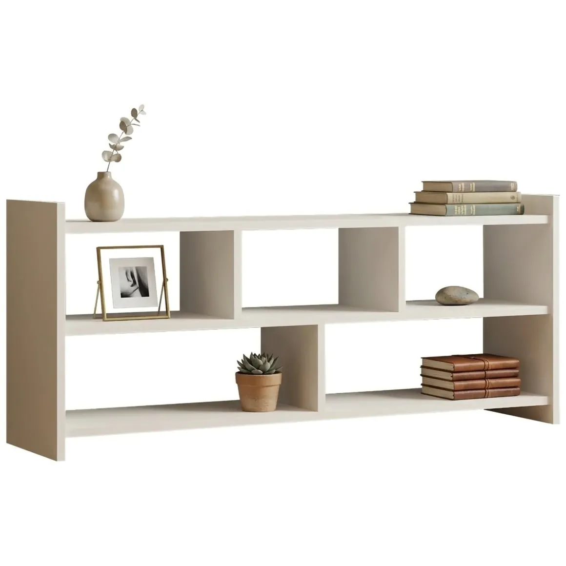 Mobile Porta tv Bianco 5 Ripiani 5 Vani 118x28x55h cm, Peso Supportato 40 kg - Loreglia