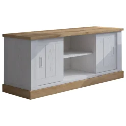 Mobile Porta tv Bianco Rovere Marrone un Ripiano 4 Vani 45x46x60h cm, 2 Ante - Mesola
