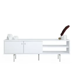 Mobili Porta Tv > Dmora Mobile Porta tv un Ripiano 2 Ante 140x35x45h cm, 3 Vani Bianco