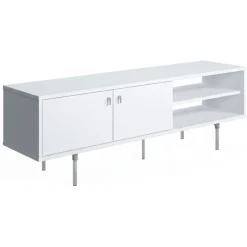 Mobili Porta Tv > Dmora Mobile Porta tv un Ripiano 2 Ante 140x35x45h cm, 3 Vani Bianco